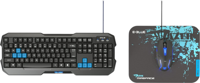Zestaw przewodowy E-blue Polygon Black/Blue (EKM820BK)