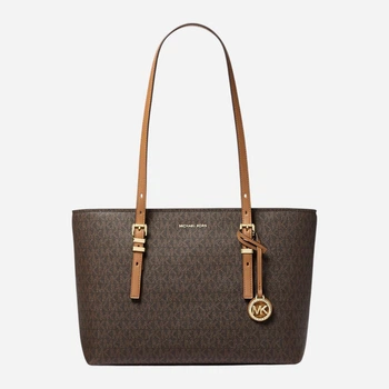 Сумка шоппер жіноча Michael Kors Quinn Md Ew Tz Tote 30T5GQNT2B 252 Темно-коричнева (800070349084)