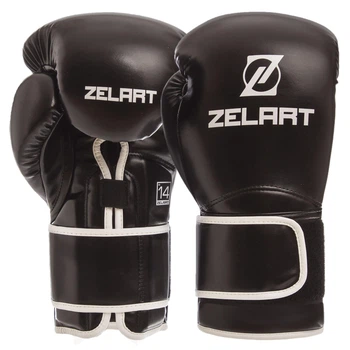Рукавички боксерські PU Zelart (розмір 14oz, Чорний) (BO-1391_Чорний_14_унції)