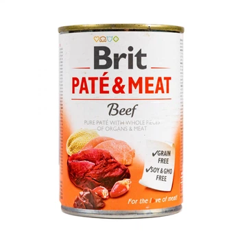 Вологий корм для собак Brit Pate & Meat Beef 400г, з яловичиною та індичкою