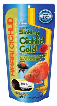 Корм тонущий Hikari Cichlid Gold Sinking mini 342g, гранулы 3-3,4 мм для усиления окраски цихлид
