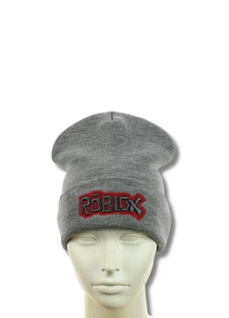 Детская шапка демисезонная с вышивкой Роблокс (Roblox) 52-56 см Серый
