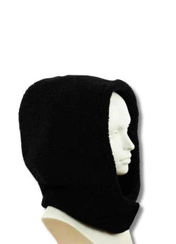 Женский капор-капюшон меховой (Тедди) (One-size) Черный