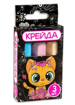 Мел карандаш, 3 штуки, разноцветный, Стратег