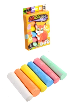 Мел для рисования на асфальте большой, 6 шт., украинский/русский, Danko Toys