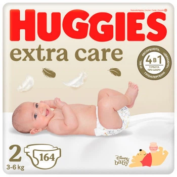 Подгузники Huggies Extra Care 2 (3-6 кг) M-Pack 164 шт (5029054234778_5029053549637)