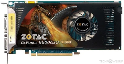 Видеокарта ZOTAC GeForce 9600 GT (512 МБ, GDDR3, 256 бит, 725/2000 МГц, 2xDVI, ZT-96SES4P-FCL) Б/У