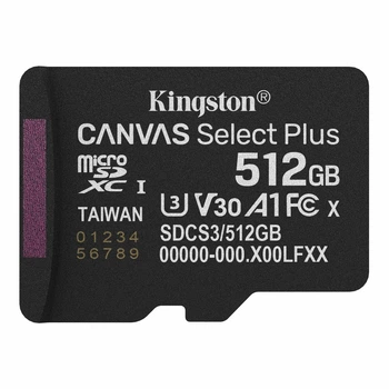 Картка пам'яті MicroSDXC 512 GB UHS-I Class 10 Kingston Canvas Select Plus R150MB/s (SDCS3/512GBSP) ( 12728 )