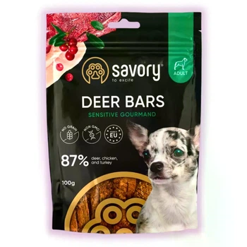 Лакомство для взрослых собак джерки Savory батончики с олениной 100 г