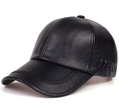 Кепка из экокожи с декоративной отделкой unisex женская мужская регулируется черная 56–59 см (112625)