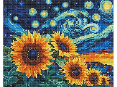 Алмазная мозаика Подсолнух в стиле Ван Гога, Brushme (40x50 см), DBS54012