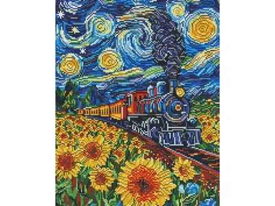 Алмазная мозаика Поезд в подсолнухах, Brushme (40x50 см), DBS54017