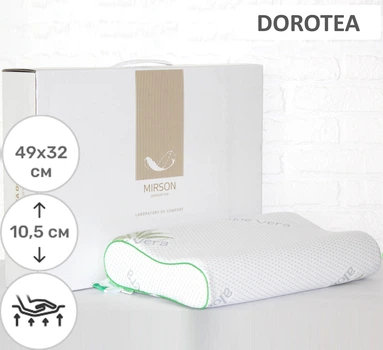 Подушка ортопедическая MirSon №7057 Elite Green nature Dorotea Memory 49х32х10.5 см (2200003399967)