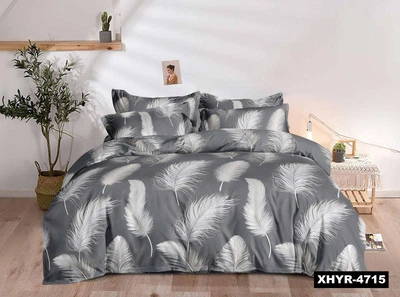 Постільна білизна Двоспальна Пакистанська байка 180 x 220 см 4715 Сіра 70 х 70 см