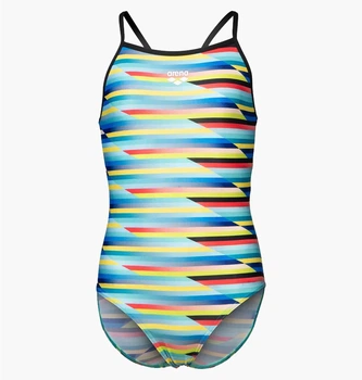 Купальник закрытый детский Arena Racing Stripe Swimsuit Lightdr 128 CM Комбінований 009006-550