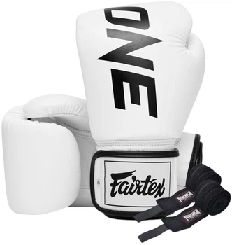 Боксерські рукавиці Fairtex BGV1-ONE (натуральна шкіра) White 10 унцій (бинти в комплекті)