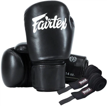 Боксерські рукавиці Fairtex BGV27 Black 12 унцій (бинти в комплекті)