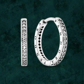 Серебряные серьги с логотипом Pandora (Пандора) 290558CZ