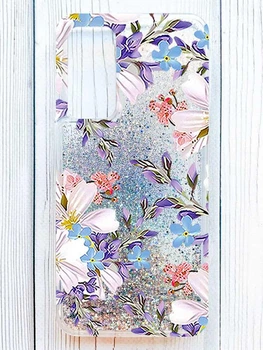 Чохол з плаваючими срібними блискітками на Samsung Galaxy A26 Квітковий малюнок (принт 272)