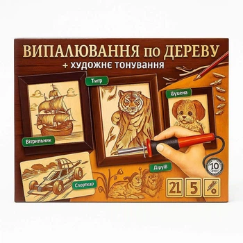 Набір для випалювання по дереву Danko Toys WD-01-01U — електровипалювач з насадками і заготовками