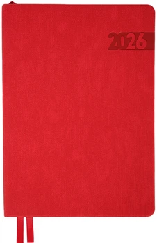 Щоденник датований Leo Planner 2026 Boss A5 368 сторінок Червоний (252636) (5056574456694)