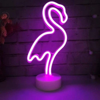 Нічник неоновий «Фламінго» LED, USB/батарейки, рожевий Без бренду
