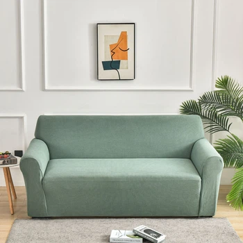 Водоотталкивающий чехол на трехместный диван трикотаж жатка Diana Textile, М'ятний, 195x230 см