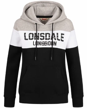 Худі флісовий жіночий Lonsdale PENBRYN 116011-1049 XXL Black/White/Marl Grey (4251522354133)