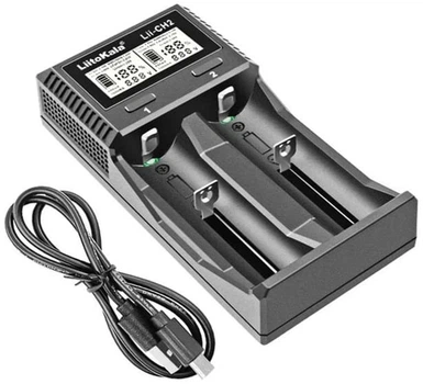 Зарядне LiitoKala Lii-CH2 1-2элемента 18650, 26650, 21700, АА, ААА Li-ion, IMR, LiFe, NiMH LCD від TypeC