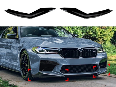 Клыки переднего бампера M5 BMW 5 series G30 G31 M5 F90 LCI 2020-2023 ABS пластик, черный глянец 2шт. для BMW 5 series G30 2017-2023 (9089)