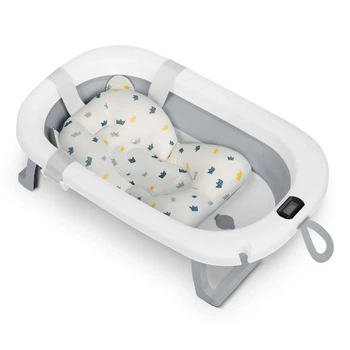 Складана ванночка дитяча з подушкою і термометром RICOKIDS RK-282 біло-сіра (Польща)