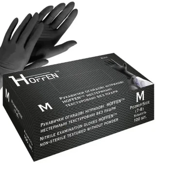 Перчатки нитриловые чёрные "Hoffen" 4.5 грамма упаковка M