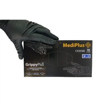 Перчатки нитрил суперпрочные "MediPlus" GrippyPlus Black (XXL) 9 грамм
