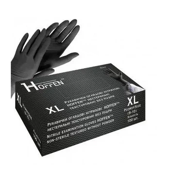 Перчатки нитриловые чёрные "Hoffen" 4.5 грамма упаковка XL