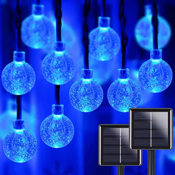 Уличная солнечная гирлянда Шарики 7 м, 50 LED, синий цвет