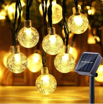 Уличная гирлянда на солнечной батарее 7 м, 50 LED шарики, жолтый цвет