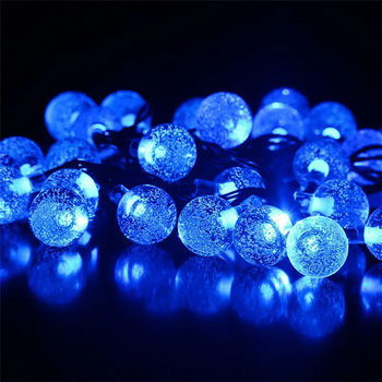 Уличная солнечная гирлянда Шарики 12 м, 100 LED, синий цвет