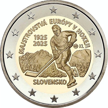 Монета номіналом 2 євро 2025 «Чемпіонат Європи з хокею» Словенія