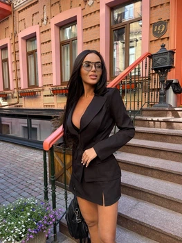 Женский костюм (жакет + юбка-шорты) Fashion 9MB_263Black M Черный (2000000942360)