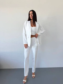 Женский костюм (пиджак + топ + штаны) Fashion 9ANN_1680White S Белый (2000000956206)