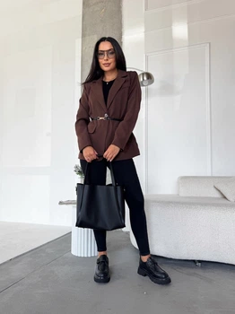 Женский пиджак Fashion 9EF_801Brown M Коричневый (2000000957272)