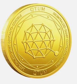 Сувенирная монета QTUM (квантум) в пластиковой прозрачной коробке/чехле (530284940) Золото