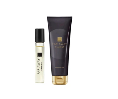 Женский парфюмированный набор 2-в-1 Avon Far Away Glamour: Парфюмированная вода Far Away Glamour для Нее 10 мл + Лосьон для тела Far Away Glamour 125 мл