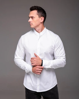 Рубашка біла R.A. Stand Collar білі гудзики 1839-2-M
