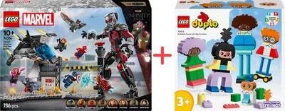 Набір конструкторів LEGO Marvel Перший месник: Протистояння Пригодницька битва 736 деталей + DUPLO Town Конструктор людей з сильними емоціями 71 деталь (76314_10423)