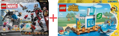 Набір конструкторів LEGO Marvel Перший месник: Протистояння Пригодницька битва 736 деталей + Animal Crossing Літайте з Dodo Airlines 292 деталі (76314_77051)