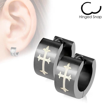 Серьги-кольца из стали с крестами Spikes SSE-015