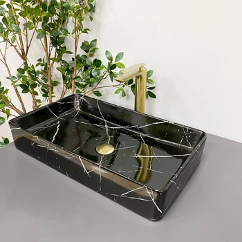 Умывальник (раковина) VBI TRIEST BLACK MARMO GLOSSY накладной