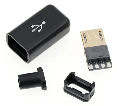 Штекер/конектор розбірний micro USB - чорний
