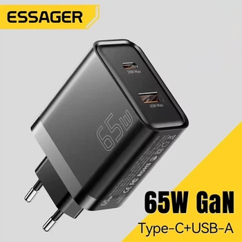 Зарядное устройство ESSAGER GAN 65W USB-A + TYPE-C Black (ECT65W-AYB01-Z)